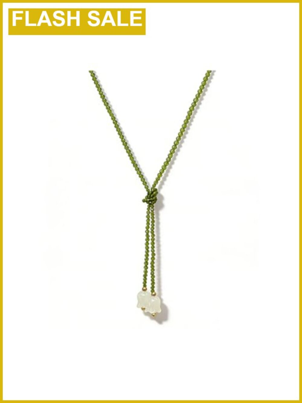 Boho Beaded Y Necklace Lily of the Valley Glass Beads 30"